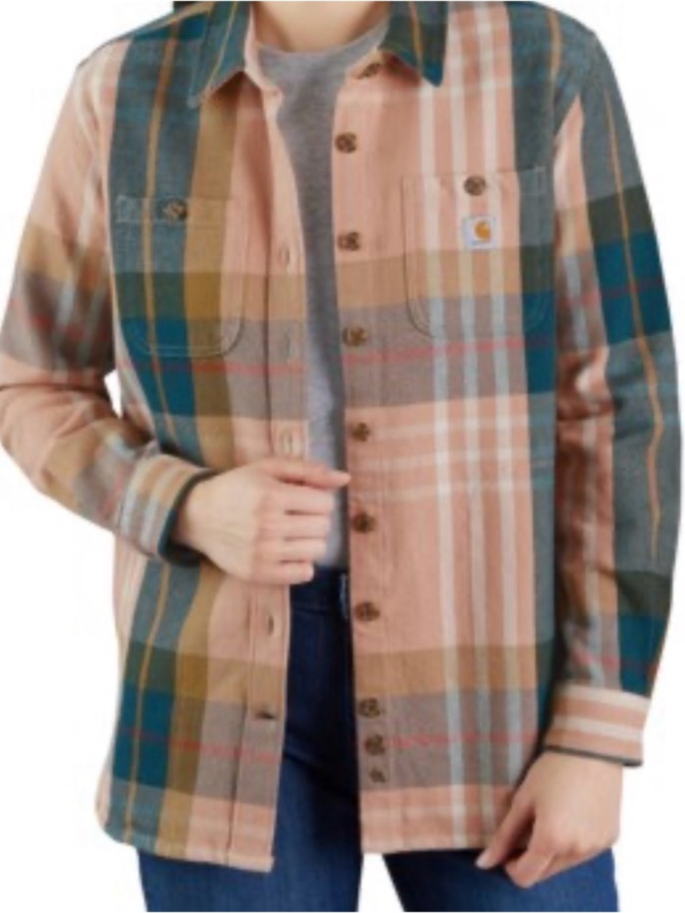 Women's Loose Fit Heavyweight Twill Long-Sleeve Plaid Shacket XXL/20